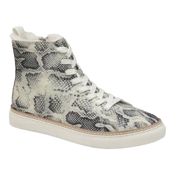 ❤️💗❤️ Johnston & Murphy CALLIE High Top Snake Print Leather Faux Fur Lined - Picture 2 of 9